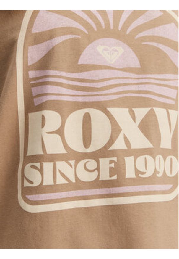 Roxy T-Shirt ERJZT05912 Brązowy Regular Fit. Kolor: brązowy. Materiał: bawełna