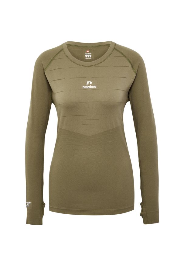 NewLine - Damska koszulka bezszwowa z długim rękawem Newline Pace. Kolor: zielony, brązowy, wielokolorowy. Materiał: materiał. Długość rękawa: długi rękaw. Długość: długie. Sport: piłka nożna