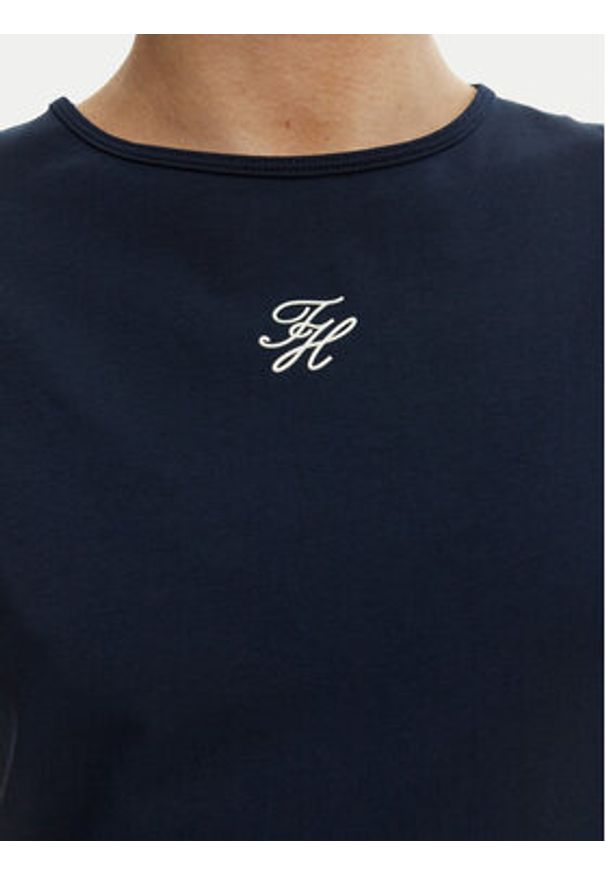 TOMMY HILFIGER - Tommy Hilfiger T-Shirt WW0WW48710 Granatowy Slim Fit. Kolor: niebieski. Materiał: bawełna