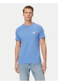 Tommy Jeans T-Shirt DM0DM22538 Niebieski Slim Fit. Kolor: niebieski. Materiał: bawełna #1