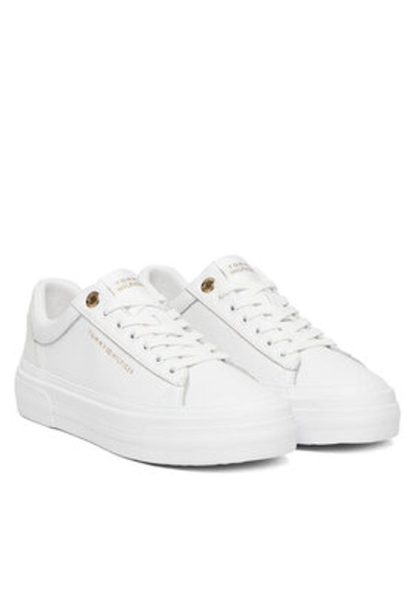 TOMMY HILFIGER - Tommy Hilfiger Sneakersy Th Foxing Platform Leather FW0FW09018 Biały. Kolor: biały. Materiał: skóra. Obcas: na platformie