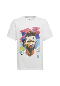 Koszulka sportowa dla dzieci Adidas Messi Tee. Kolor: biały. Materiał: bawełna