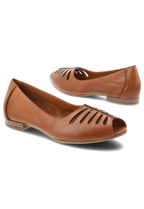 Baleriny damskie Maciejka, cholewka ze skóry naturalnej licowej wsuwany fason na płaskiej podeszwie, brązowe, P7541-29/00-1. Kolor: brązowy. Materiał: skóra. Szerokość cholewki: normalna. Obcas: na płaskiej podeszwie