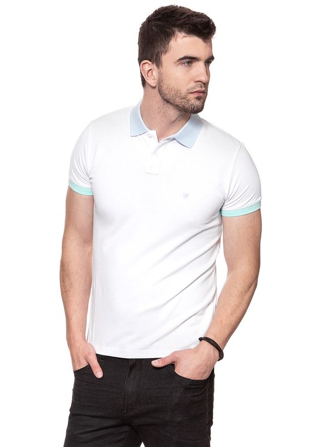 Wrangler - WRANGLER POLO CONTRAST POLO WHITE W7B59K412. Typ kołnierza: polo