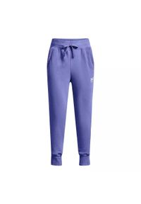 Spodnie dresowe dziewczęce Under Armour Rival Fleece LU Joggers. Kolor: fioletowy. Materiał: dresówka