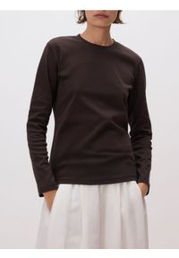 Reserved - Bawełniany longsleeve - ciemnobrązowy. Kolor: brązowy. Materiał: bawełna. Długość rękawa: długi rękaw