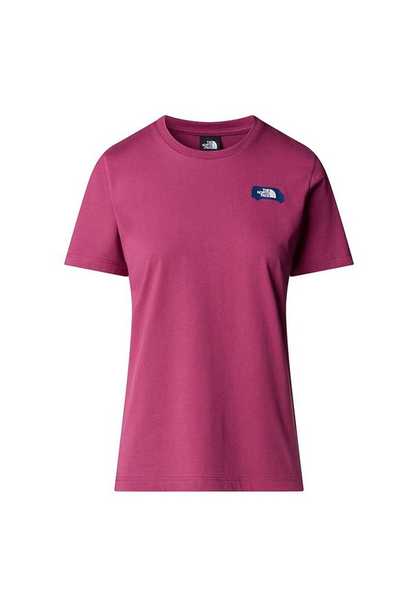 Koszulka damska The North Face Outdoor Graphic 0A8C226EO1 - różowa. Kolor: różowy. Materiał: bawełna, dresówka. Długość rękawa: krótki rękaw. Długość: krótkie. Sport: outdoor
