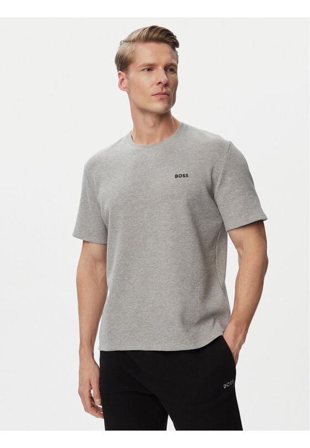 BOSS T-Shirt Waffle 50535891 Szary Regular Fit. Kolor: szary. Materiał: syntetyk