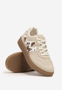 Born2be - Czarno-Białe Sneakersy z Geometrycznym Wzorem Nariale. Okazja: na co dzień. Kolor: czarny. Materiał: jeans. Wzór: geometria #6
