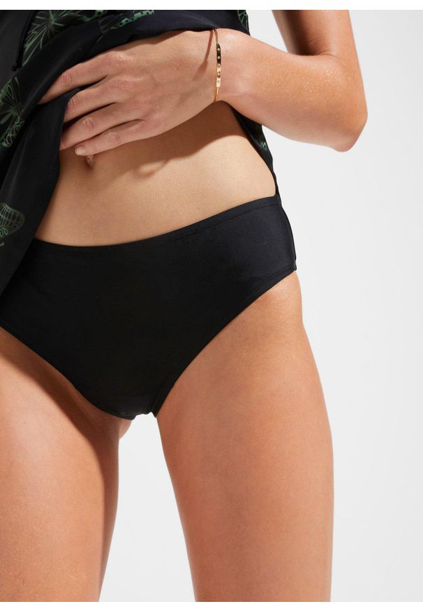 bonprix - Długie tankini z dekoltem w serek (komplet 2-cz.). Typ kołnierza: dekolt w serek. Kolor: czarny. Długość rękawa: na ramiączkach. Długość: długie