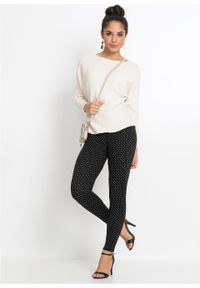 Sweter w prążek "oversize" bonprix kremowy nowy. Kolor: biały. Wzór: prążki #4