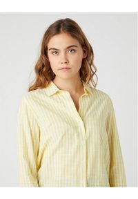 Wrangler - DAMSKA KOSZULA MATERIAŁOWA WRANGLER STRIPE SHIRT BUTTERCUP YELLO W5R6BDXJF 112130317. Materiał: materiał