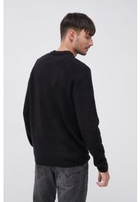 Pepe Jeans Sweter z domieszką wełny męski kolor czarny. Okazja: na co dzień. Kolor: czarny. Materiał: wełna. Długość rękawa: raglanowy rękaw. Wzór: nadruk. Styl: casual #4
