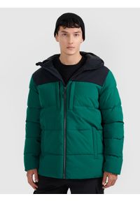 4f - 4F Kurtka puchowa z wypełnieniem syntetycznym męska - zielona XXL. Okazja: na co dzień. Typ kołnierza: kaptur. Kolor: turkusowy. Materiał: puch, syntetyk. Styl: casual #1