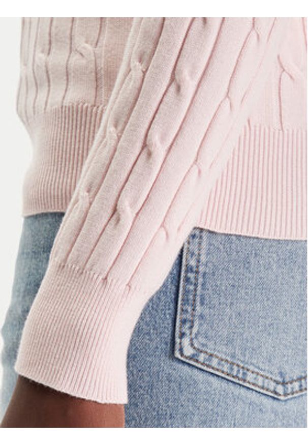 GANT - Gant Sweter 4800100 Różowy Slim Fit. Kolor: różowy. Materiał: bawełna