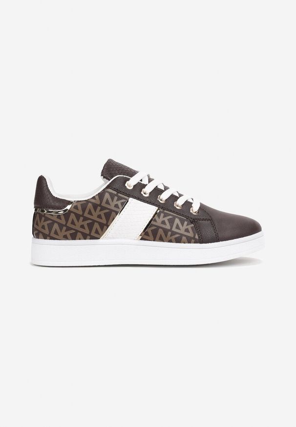 Renee - Brązowe Sneakersy z Printem Casica. Kolor: brązowy. Wzór: nadruk