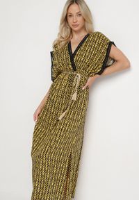 Born2be - Żółta Bawełniana Sukienka Rozkloszowana z Koronkowymi Wstawkami Laniwena. Kolor: żółty. Materiał: koronka, bawełna. Sezon: lato #4