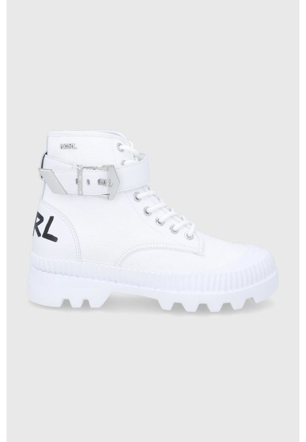 Karl Lagerfeld trampki TREKKA II KL42551.411 damskie kolor biały. Nosek buta: okrągły. Kolor: biały. Materiał: guma. Szerokość cholewki: normalna. Obcas: na platformie