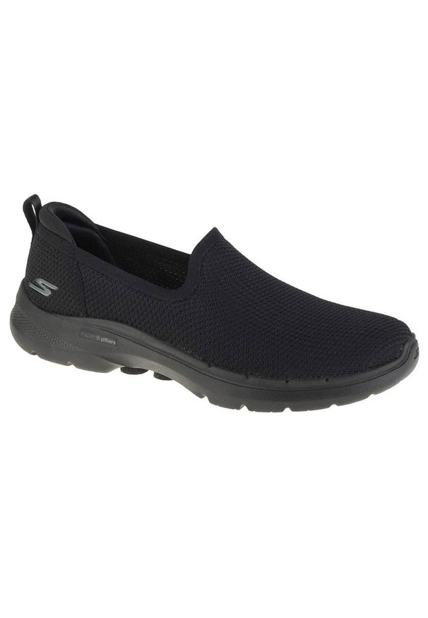 skechers - Buty do chodzenia damskie, Skechers Go Walk 6 - Clear Virtue. Kolor: czarny. Materiał: materiał. Model: Skechers Sport. Sport: turystyka piesza