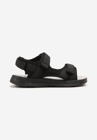 Born2be - Czarne Sandały w Sportowym Stylu ze Skórzaną Wkładką Dovirelle. Okazja: na plażę, na co dzień. Zapięcie: rzepy. Kolor: czarny. Materiał: skóra. Styl: sportowy