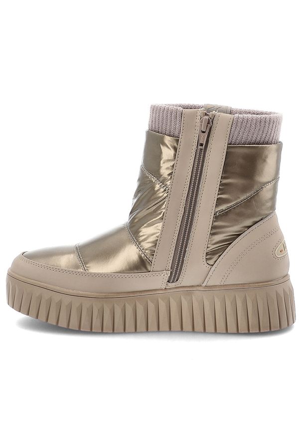 Beżowe Śniegowce Marco Tozzi Modne Buty Damskie. Kolor: beżowy. Szerokość cholewki: normalna. Sezon: zima. Styl: elegancki