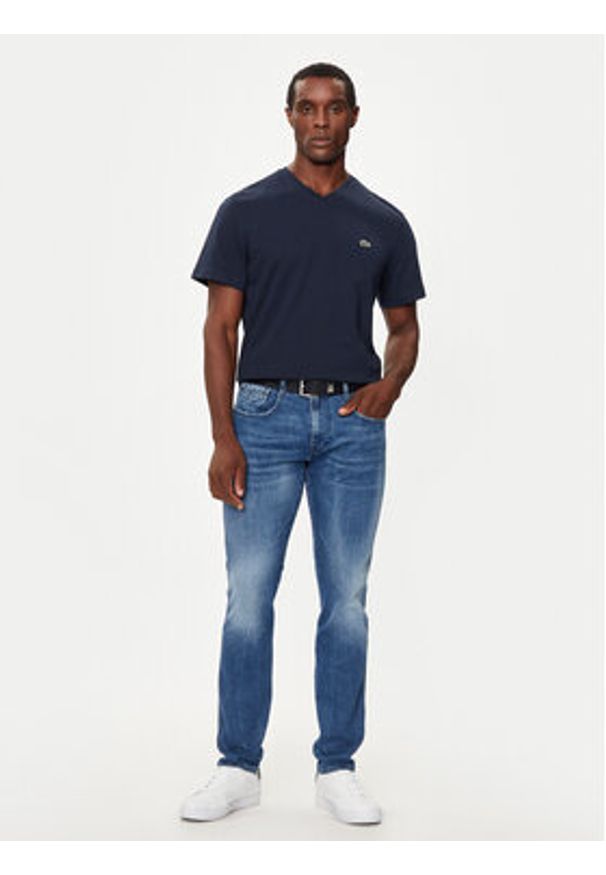 Lacoste T-Shirt TH5077 Granatowy Regular Fit. Kolor: niebieski. Materiał: bawełna