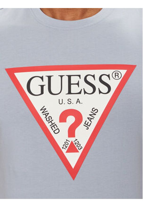 Guess T-Shirt M2YI71 I3Z14 Niebieski Slim Fit. Kolor: niebieski. Materiał: bawełna