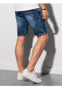 Ombre Clothing - Krótkie spodenki męskie jeansowe - niebieskie - Rozmiar: M. Kolor: niebieski. Materiał: jeans. Długość: krótkie. Sezon: lato. Styl: klasyczny #7