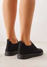 Born2be - Czarne Sznurowane Buty Sportowe Sneakersy z Siateczki Caeolea. Okazja: na co dzień. Kolor: czarny. Materiał: jeans. Sport: fitness, joga i pilates #4