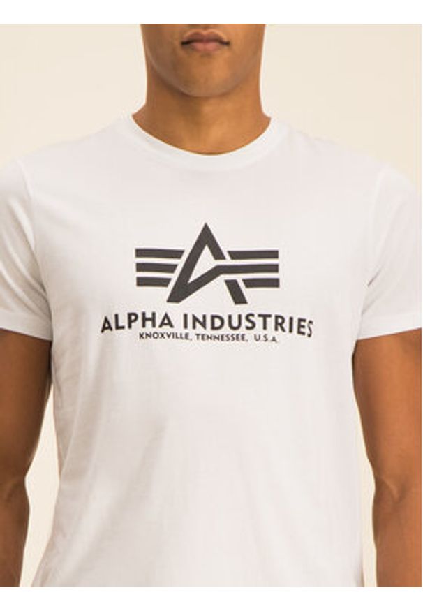 Alpha Industries T-Shirt Basic 100501 Biały Regular Fit. Kolor: biały. Materiał: bawełna