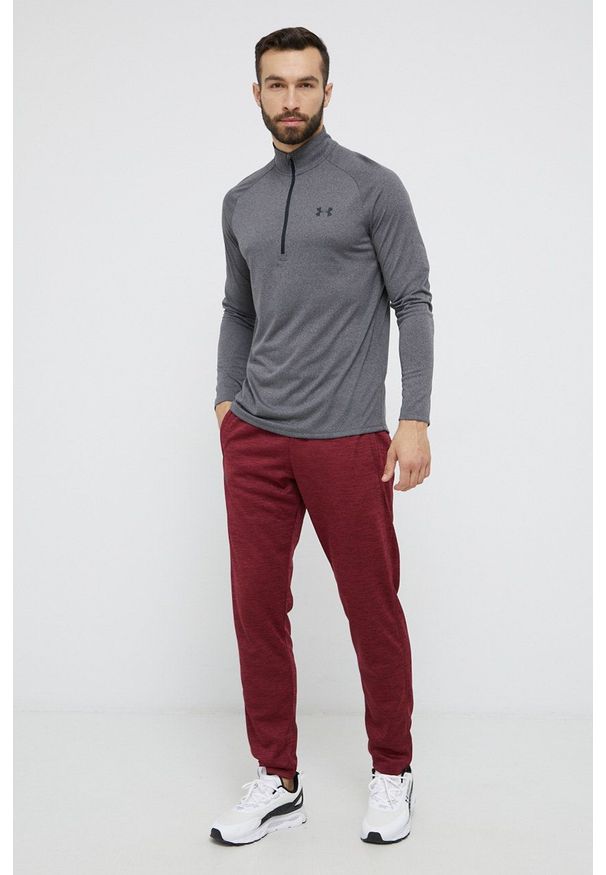 Under Armour Bluza męska kolor szary melanżowa. Kolor: szary. Długość rękawa: raglanowy rękaw. Długość: krótkie. Wzór: melanż
