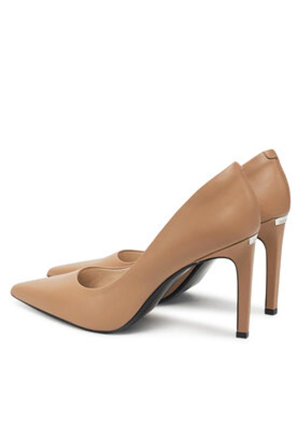 Calvin Klein Szpilki Heel Pump 90 - Lth HW0HW02336 Brązowy. Kolor: brązowy. Materiał: skóra. Obcas: na szpilce