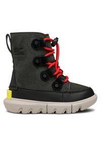 sorel - Sorel Śniegowce Childrens Explorer Lace Wp NC4897-093 Szary. Kolor: szary. Materiał: zamsz, skóra