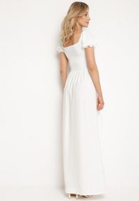 Born2be - Biała Rozkloszowana Sukienka z Elastyczną Górą i Gumką w Talii Aliexava. Okazja: na co dzień. Typ kołnierza: dekolt kwadratowy. Kolor: biały. Typ sukienki: proste. Styl: casual, elegancki #4