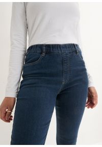 bonprix - Jegginsy high-waist z wygodnym paskiem. Stan: podwyższony. Kolor: niebieski #3