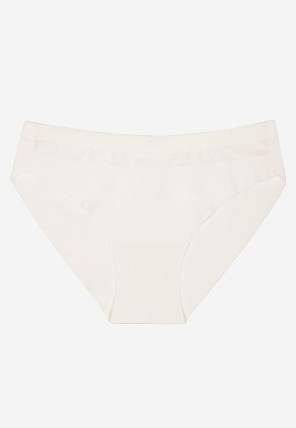 Renee - Białe Majtki Bezszwowe Ozdobione Geometrycznym Wzorem Navlinne. Kolor: biały. Materiał: jeans. Wzór: geometria, aplikacja