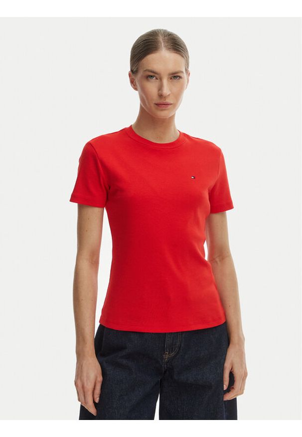 TOMMY HILFIGER - Tommy Hilfiger T-Shirt New Cody WW0WW40587 Pomarańczowy Slim Fit. Kolor: pomarańczowy. Materiał: bawełna