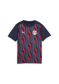 Puma - Młodzieżowa koszulka przedmeczowa z krótkim rękawem FC Red Bull Salzburg PUMA. Kolor: czerwony, wielokolorowy, niebieski. Długość rękawa: krótki rękaw. Długość: krótkie