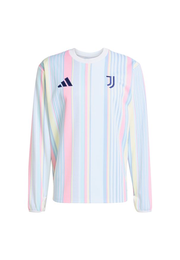 Adidas - Długi rękaw koszulka przedmeczowa Juventus Turyn 2025/26. Kolor: biały. Długość rękawa: długi rękaw. Długość: długie. Sport: piłka nożna