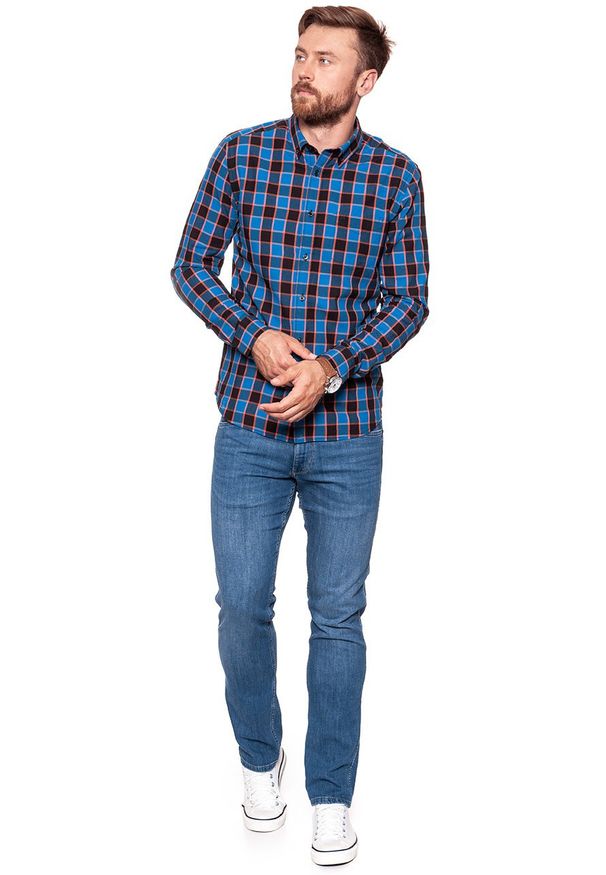 Wrangler - KOSZULA WRANGLER LS 1PKT BUTTON DOWN GLOW ORANGE W5874NQ48 112129573. Typ kołnierza: button down. Materiał: materiał