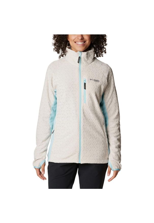 columbia - Polarowy sweter damski Columbia Titan Pass 3.0 Full Zip Fleece. Typ kołnierza: polo. Kolor: wielokolorowy, beżowy, niebieski. Materiał: polar