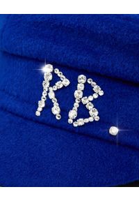 RUSLAN BAGINSKIY - Niebieski kaszkiet z kryształami. Kolor: niebieski. Materiał: wełna. Wzór: aplikacja #4