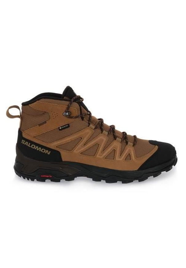 salomon - Buty turystyczne męskie Salomon X Ward Leather Mid Gtx. Wysokość cholewki: za kostkę. Zapięcie: sznurówki. Kolor: czarny, brązowy, wielokolorowy. Technologia: Gore-Tex