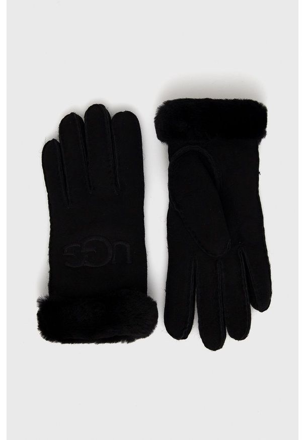 Ugg - UGG Rękawiczki zamszowe damskie kolor czarny. Kolor: czarny. Materiał: zamsz