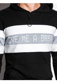 Ombre Clothing - Bluza męska z kapturem B1066 - czarna - XL. Typ kołnierza: kaptur. Kolor: czarny. Materiał: bawełna, poliester. Wzór: nadruk #3