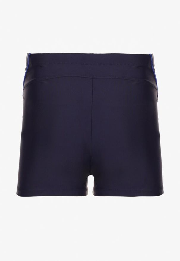 Born2be - Granatowe Kąpielówki z Ozdobnymi Paskami i Kieszonką Firalise. Kolor: niebieski. Wzór: paski