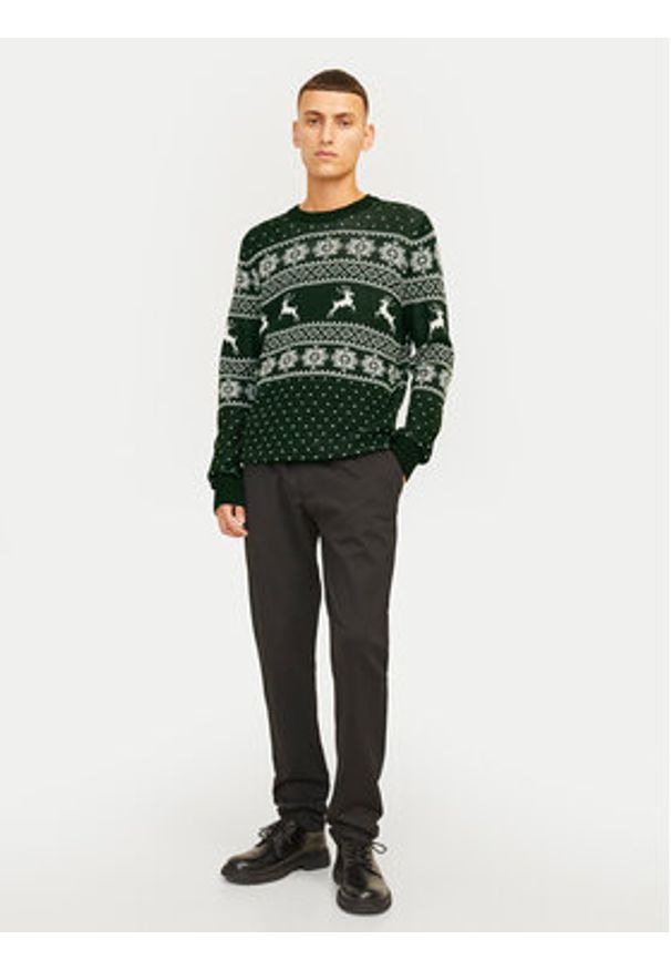 Jack & Jones Sweter Xmas Gabriel 12266118 Zielony Regular Fit. Kolor: zielony. Materiał: syntetyk