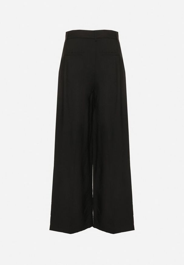 Born2be - Czarne Spodnie o Garniturowym Kroju z Szeroką Nogawką i Wysokim Stanem Efrimera. Stan: podwyższony. Kolor: czarny. Styl: elegancki