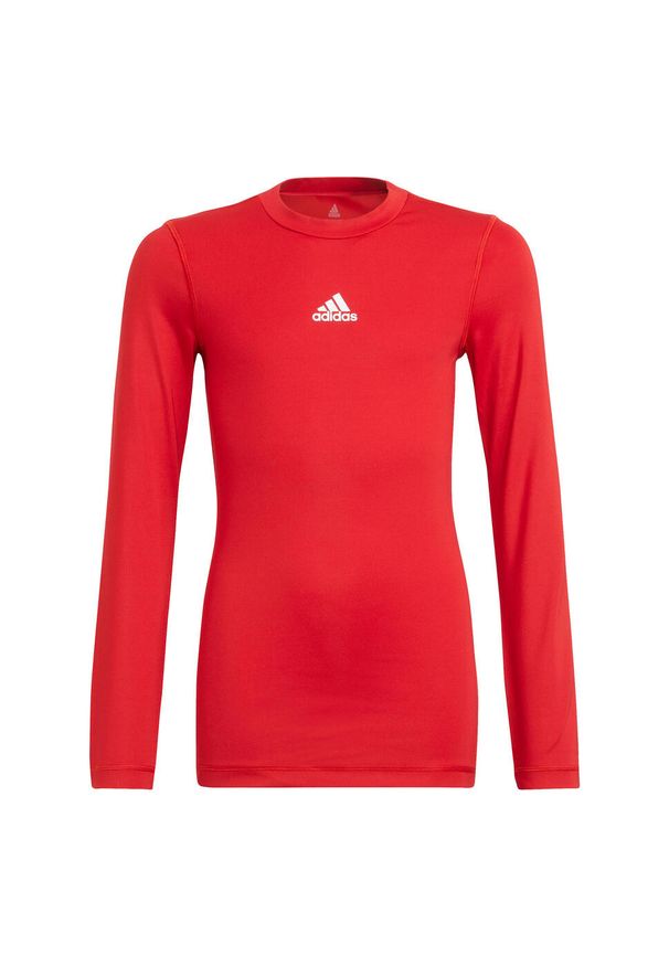 Adidas - Koszulka dla dzieci adidas Youth Techfit Long Sleeve. Kolor: czerwony. Długość rękawa: długi rękaw. Technologia: Techfit (Adidas)