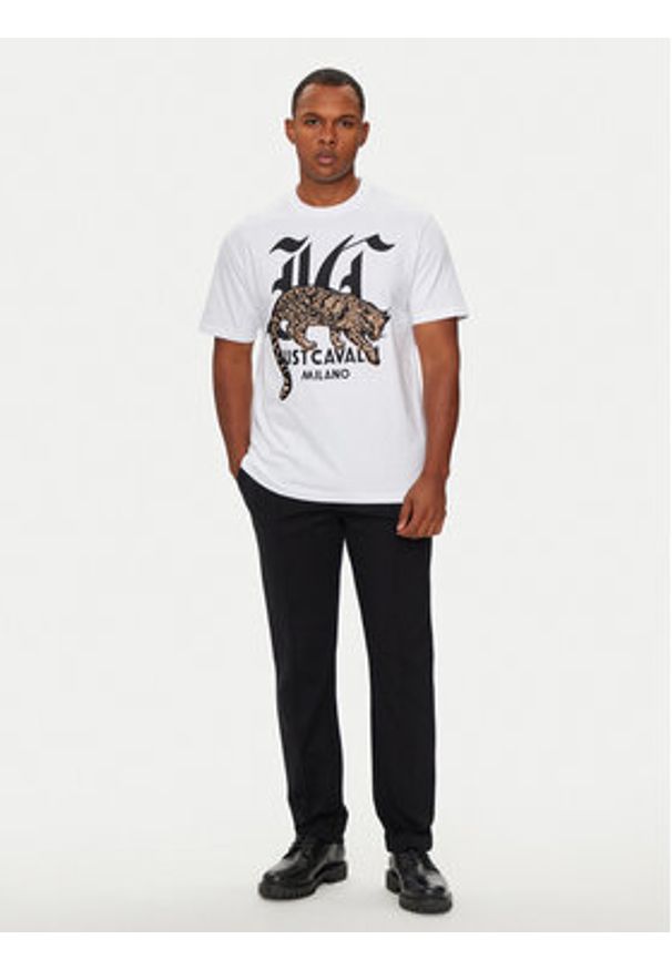 Just Cavalli T-Shirt 77OAHA02 Biały Regular Fit. Kolor: biały. Materiał: bawełna